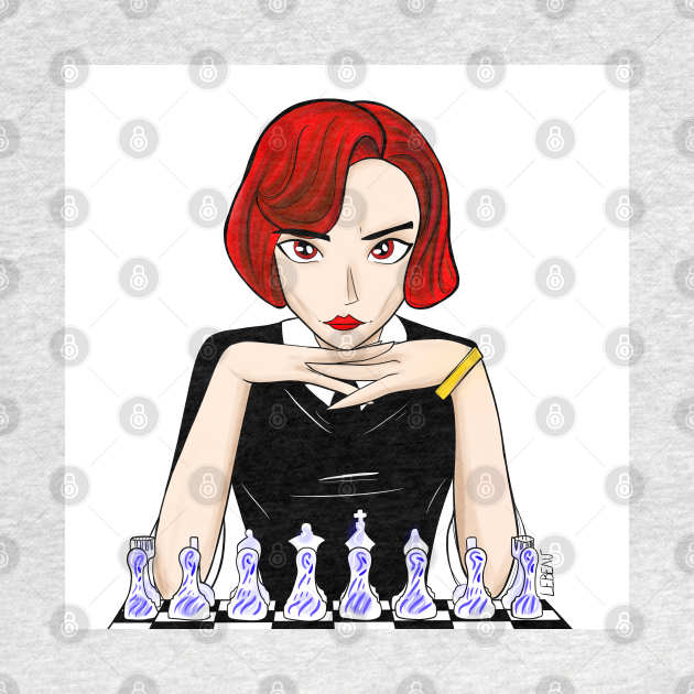 beth the chess champion in cartoon arts by jorge_lebeau